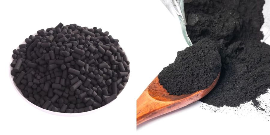 Carbon activo en pellet y carbon activo en polvo