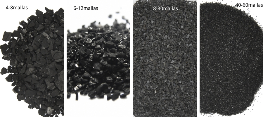 Carbón activo granular de 4-8 mallas 6-12 mallas 8-30 mallas 40-60 mallas