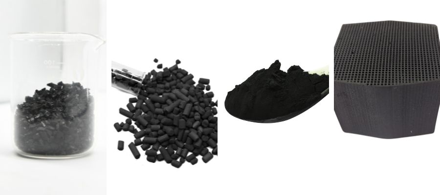 Types of activated carbon - granular activated carbon pelleted activated carbon powdered activated carbon honeycomb activated carbon