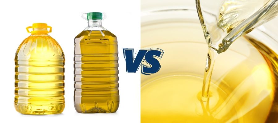 Comparacion del aceite comestible antes y despues de la decoloracion