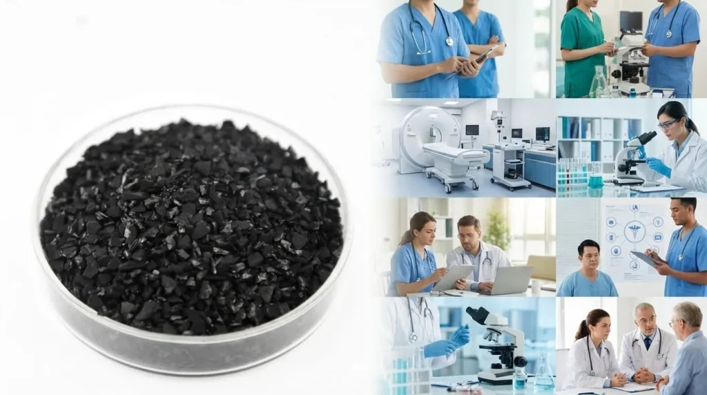 Carbon activado de cascara de coco para aplicaciones farmaceuticas