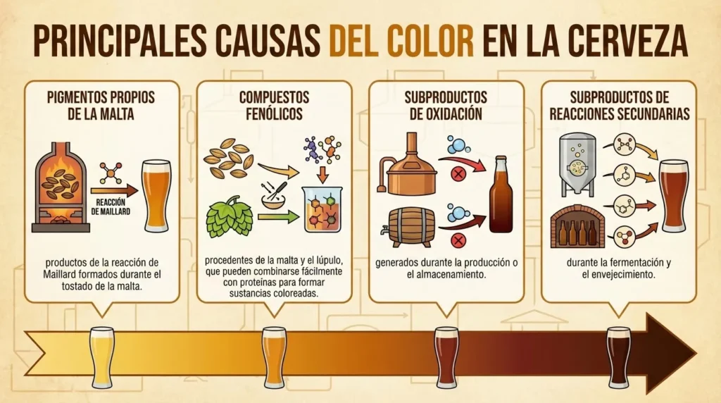 La razon principal del color de la cerveza